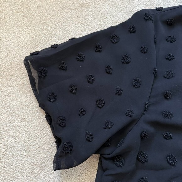 Blooming Jelly Black Polka Dot Textured Blouse Shirt Top Womens Sz XL - Picture 3 of 8